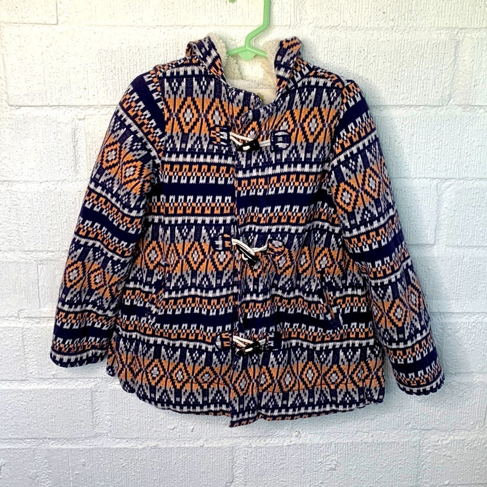Tucker + Tate Sherpa Cotton  Blue Orange Girls Kids Jacket size 6